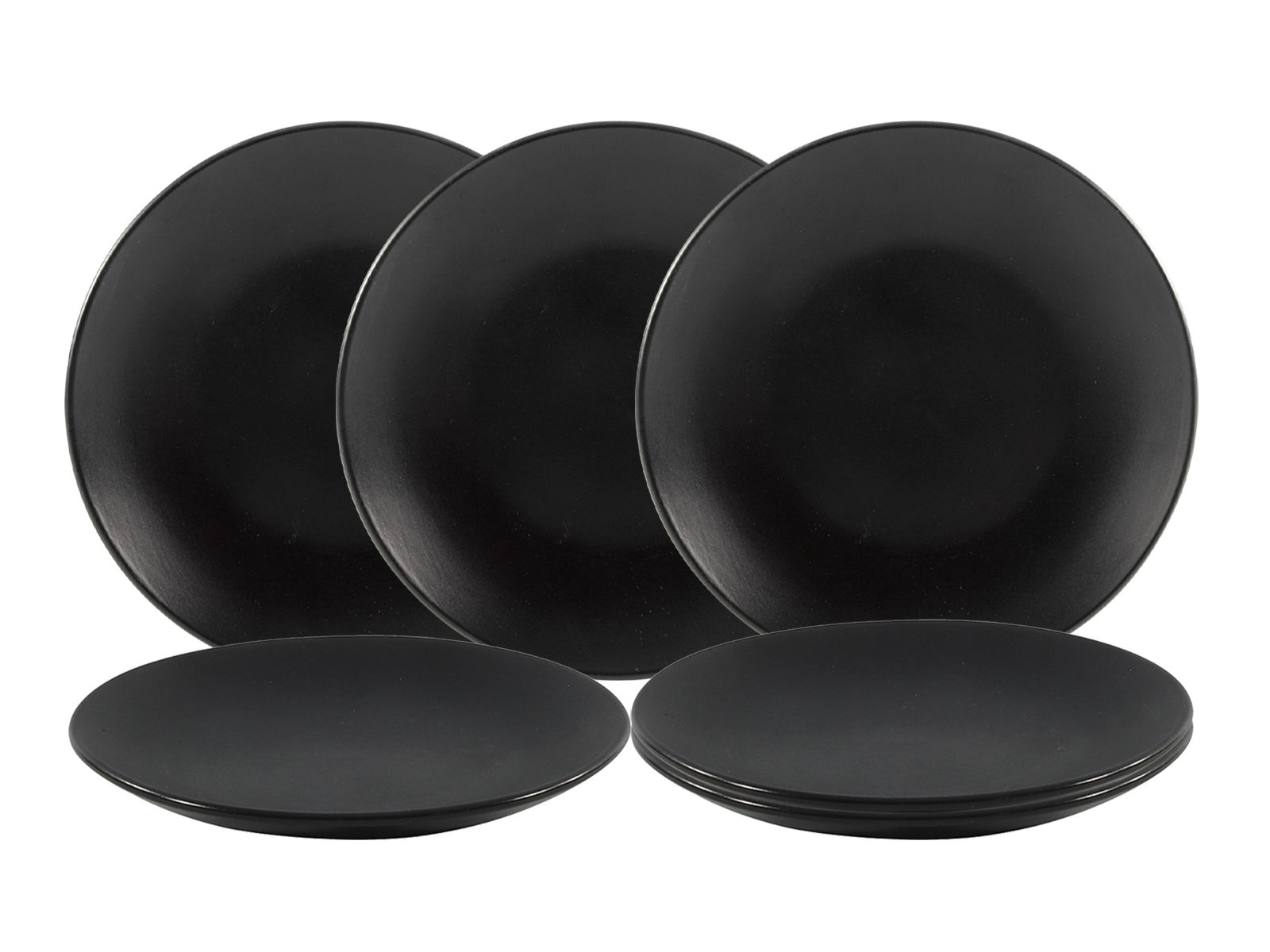 Porzellan Kuchenteller schwarz - 6er Set / 21 cm